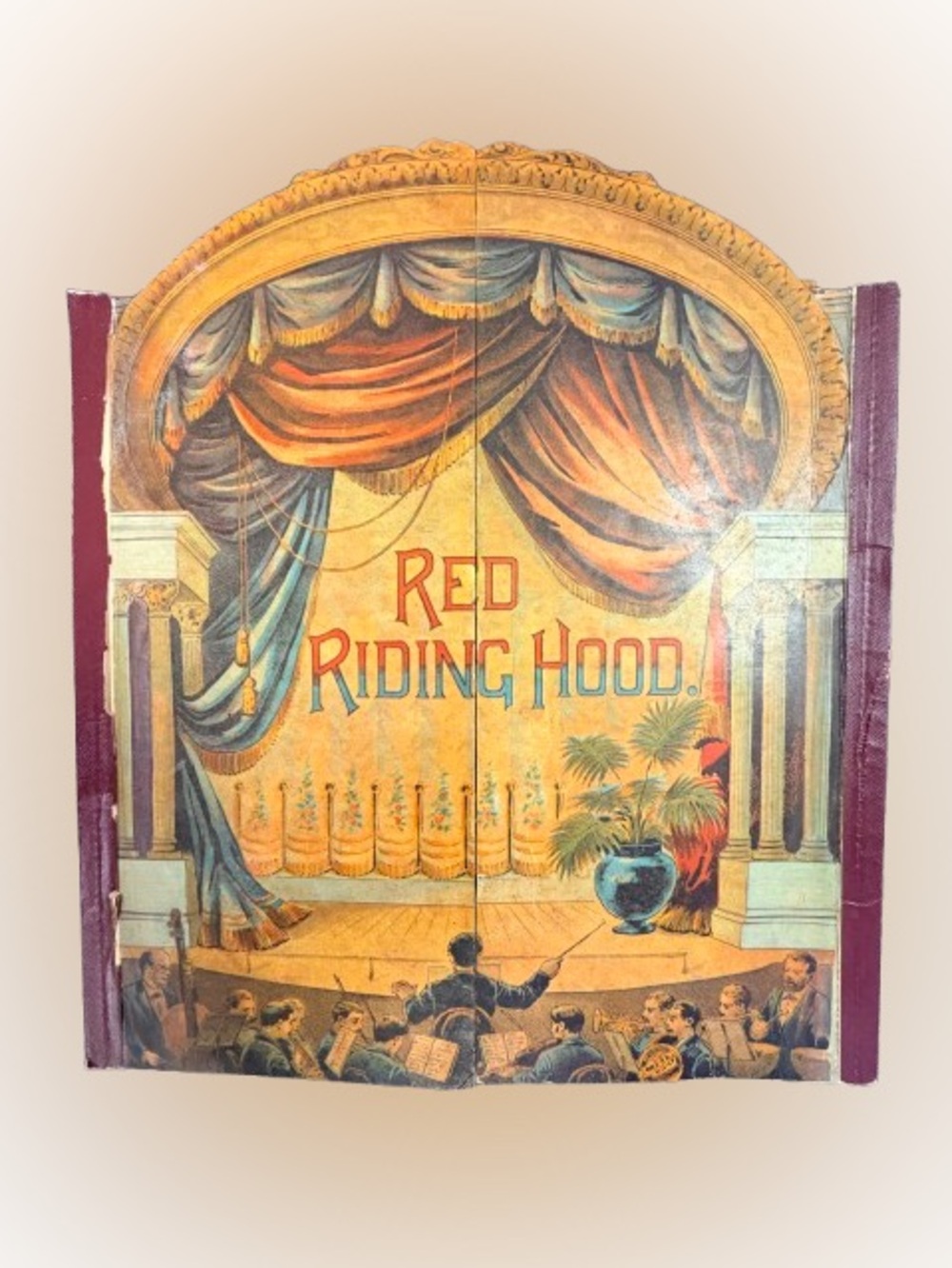 Vintage Little Red Riding Hood Folding Screen Replica Antique Storybook Art